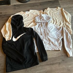 1 Nike sweatshirt(Men), 1 Champion long sleeve, 1 Nike crewneck, 1 Adidas Hoodie